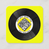 Gele  Muziek QR Code LP Vinyl | Vierkante Visitekaartje (Voorkant)