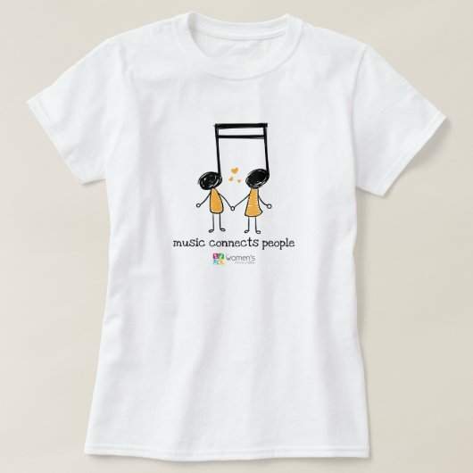 Gele muziek verbindt mensen t-shirt (Design voorkant)