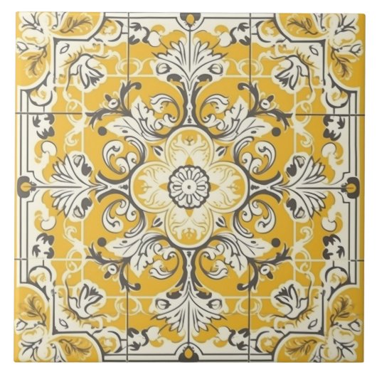 Gele naadloze Portugese keramische Tegel Tegeltje (Voorkant)