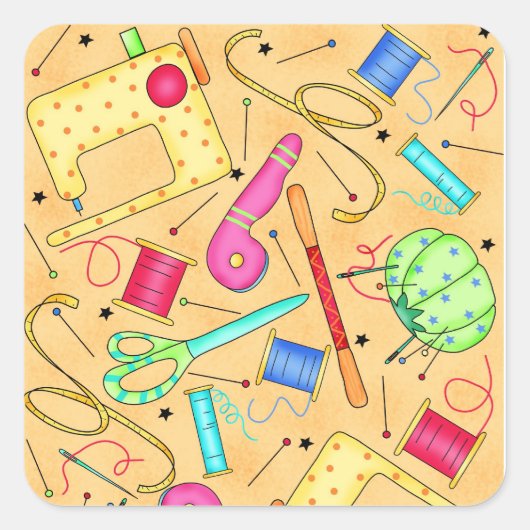 Gele naaigarens Art Sticker (Voorkant)