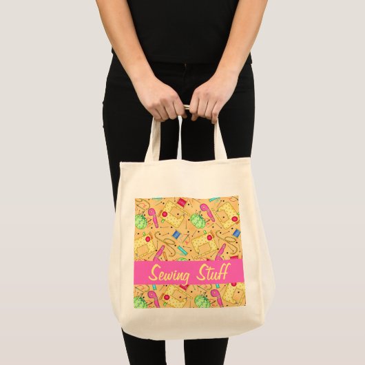Gele naaigarens Kunst Aangepast naaiwerk Tote Bag (Voorkant (product))