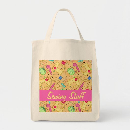 Gele naaigarens Kunst Aangepast naaiwerk Tote Bag (Voorkant)