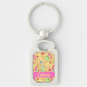 Gele naaigarens Kunstnaam gepersonaliseerd Sleutelhanger