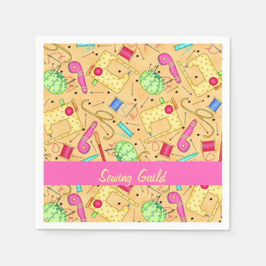 Gele naaigarens Kunstnaam gepersonalizeerd Servetten (Voorkant)