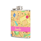 Gele naaigarens Kunstnaam op maat Heupfles (Links)