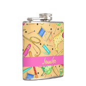 Gele naaigarens Kunstnaam op maat Heupfles (Rechts)