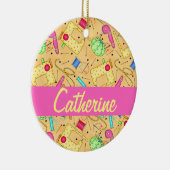 Gele naaigarens Kunstnaam op maat Keramisch Ornament (Rechts)