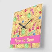 Gele naaigarens Kunsttijd om naam aan te passen Vierkante Klok (Hoek)