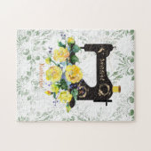 Gele  naaimachine, gepersonaliseerd legpuzzel (Horizontaal)