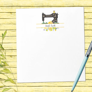 Gele  naaimachine, gepersonaliseerd notitieblok