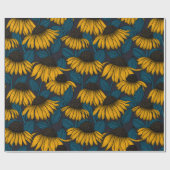 Gele naalden op donkerblauw cadeaupapier (Vlak)