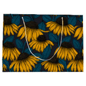 Gele naalden op donkerblauw groot cadeauzakje (Achterkant)