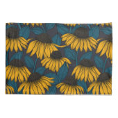 Gele naalden op donkerblauw kussensloop (Achterkant-Links)