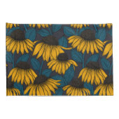 Gele naalden op donkerblauw kussensloop (Achterkant-Rechts)