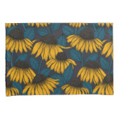 Gele naalden op donkerblauw kussensloop (Voorkant-Rechts)