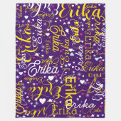 Gele Naam, Gesplatteerde Schattigee Harten en Ster Fleece Deken (Voorkant)