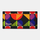 Gele naam, kleurrijke geometrische vormen bureaumat (Voorkant)