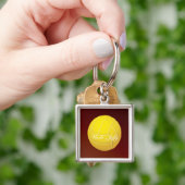 Gele naam volleybalmonogram sleutelhanger (Hand)