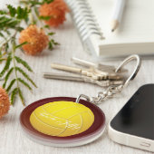 Gele naam volleybalmonogram sleutelhanger (Voorkant Rechts)