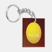 Gele naam volleybalmonogram sleutelhanger (Voorkant Links)