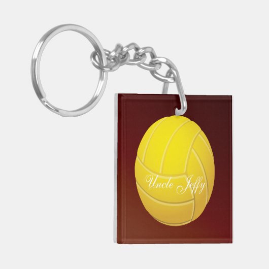Gele naam volleybalmonogram sleutelhanger (Voorkant Links)