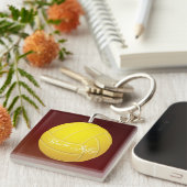 Gele naam volleybalmonogram sleutelhanger (Voorkant Rechts)