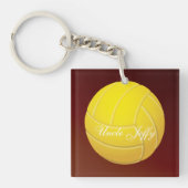 Gele naam volleybalmonogram sleutelhanger (Voorkant)