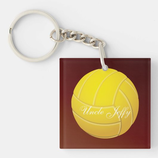Gele naam volleybalmonogram sleutelhanger (Voorkant)