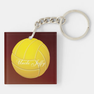 Gele naam volleybalmonogram sleutelhanger