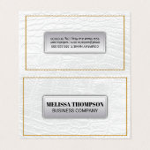 Gele naden | Witte leren textuur Visitekaartje (Buitenkant ongevouwen)