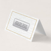 Gele naden | Witte leren textuur Visitekaartje (Achterkant)