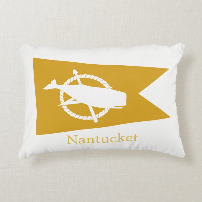 Gele Nantucket Whale Flagkussen Decoratief Kussen (Voorkant)