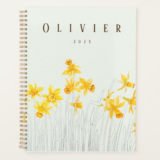 Gele narcis aquarel schilderij planner (Voorkant)