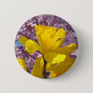Gele narcis bloem knoppen Lente Bloesems Ronde Button 5,7 Cm