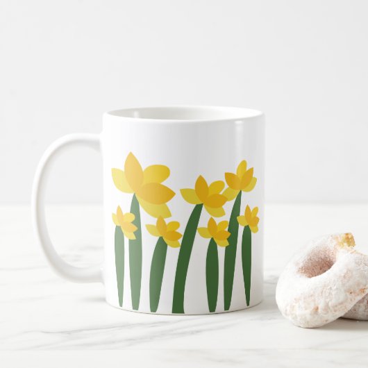 Gele narcis bloem koffiemok (Met donut)