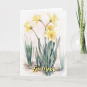 Gele Narcis Bloem Kunst Moederdag Kaart (Voorkant)