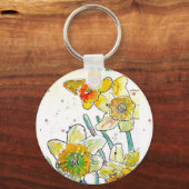 Gele narcis Bloem Vrouwen Naam Sleutelring Sleutelhanger (Achterkant)