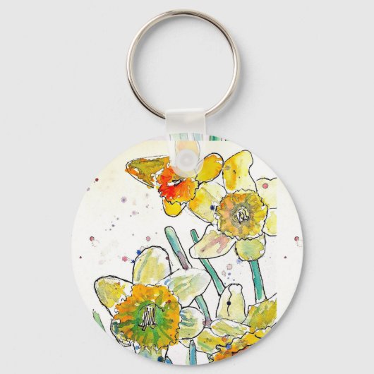 Gele narcis Bloem Vrouwen Naam Sleutelring Sleutelhanger (Achterkant)