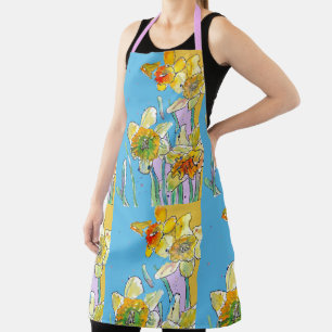 Gele narcis bloemen bloem waterverf schort