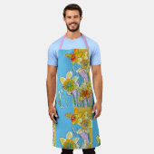 Gele narcis bloemen bloem waterverf schort (Gedragen)