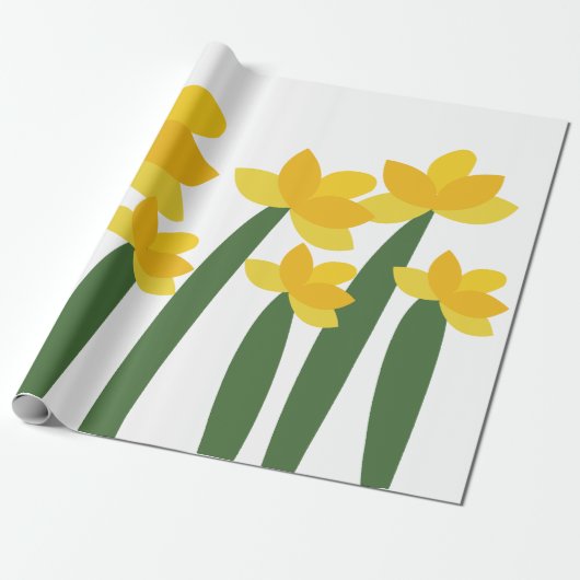 Gele Narcis Bloemen Bloesem Cadeaupapier (Uitgerold)