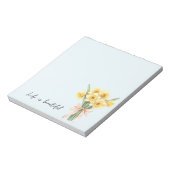 Gele narcis bloemen perzik lint notitieblok (Linkerzijde)