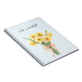 Gele narcis bloemen perzik lint notitieboek (Rechterzijde)