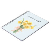 Gele narcis bloemen perzik lint notitieboek (Linkerzijde)