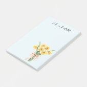 Gele narcis bloemen perzik lint post-it® notes (Schuin)