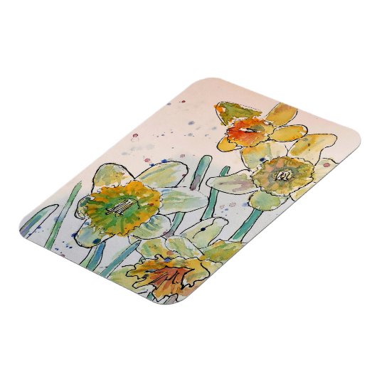 Gele Narcis Bloemige Bloemen Waterverf Magneet (Linkerzijde)