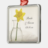 Gele narcis en parels bruiloft metalen ornament (Links)