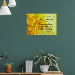 Gele Narcis Johannes 3:16 Voor God Zo Heeft Gelief Poster