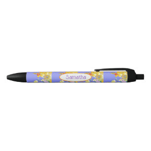 Gele Narcis Paarse Waterverf Meisjesnaam Zwarte Inkt Pen