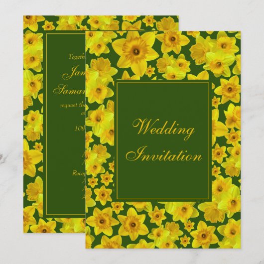 Gele Narcis - Trouwen Kaart (Voorkant / Achterkant)